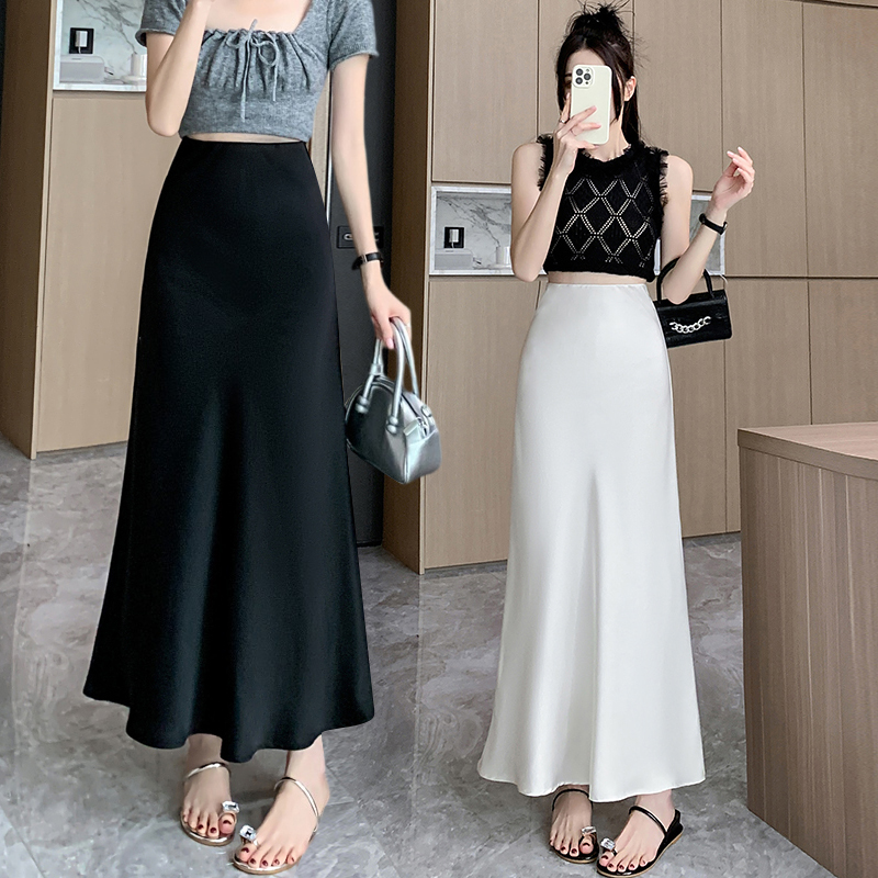 法式醋酸緞麵包臀魚尾裙