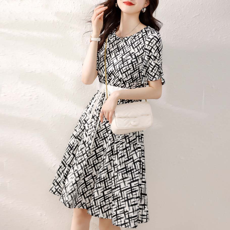 法式優雅撞色收腰連身裙