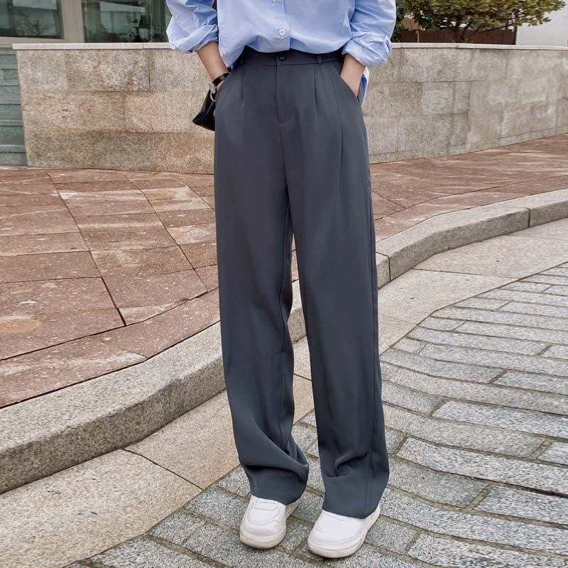 高級感高腰直筒西裝褲