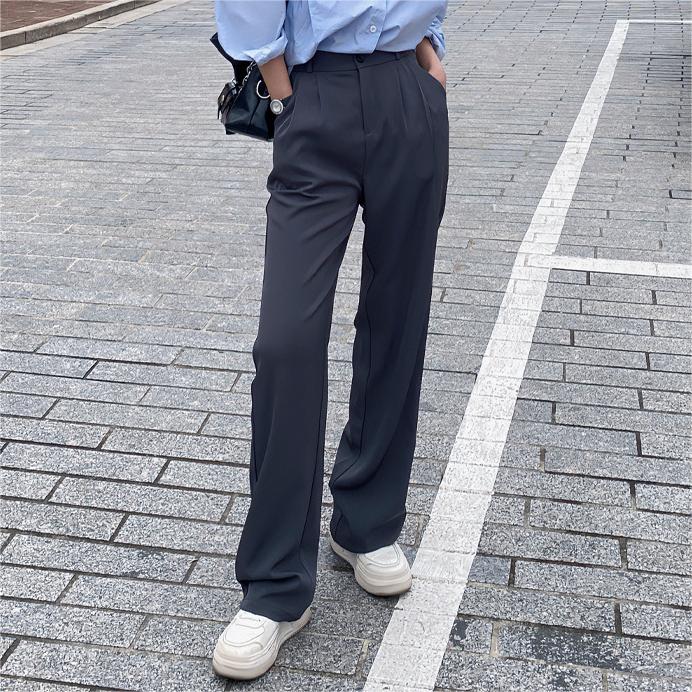 高級感高腰直筒西裝褲