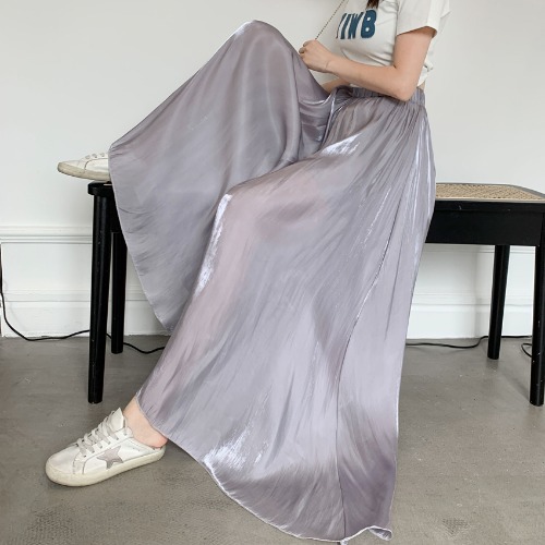 氣質通勤流光緞面喇叭闊腿褲