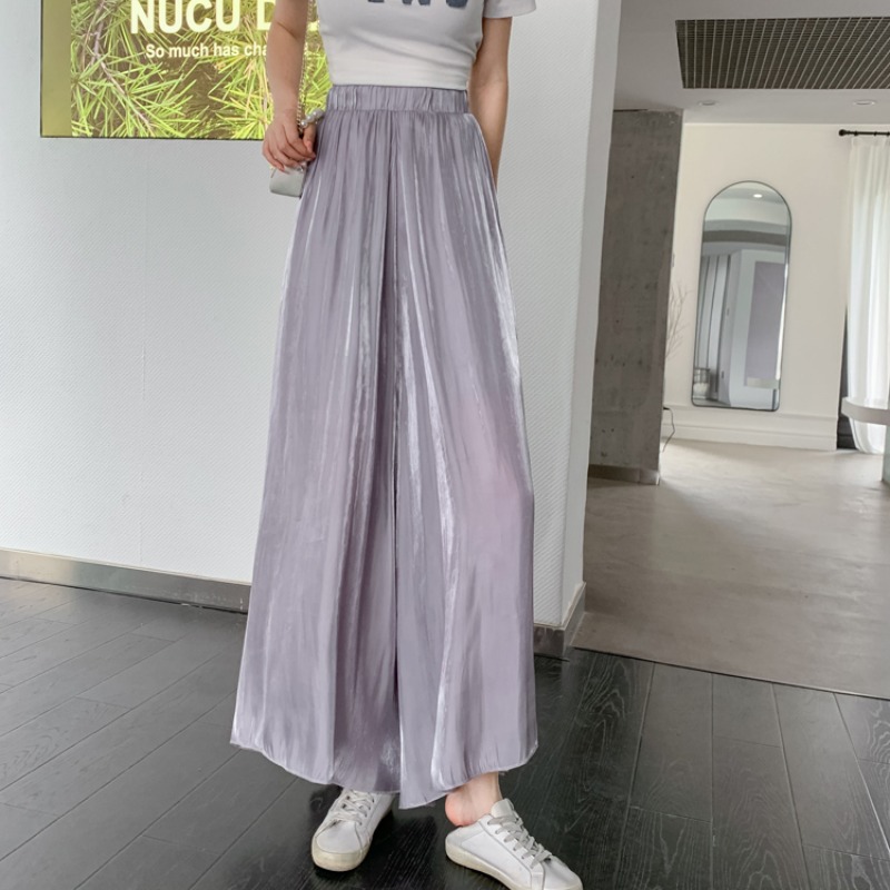 氣質通勤流光緞面喇叭闊腿褲