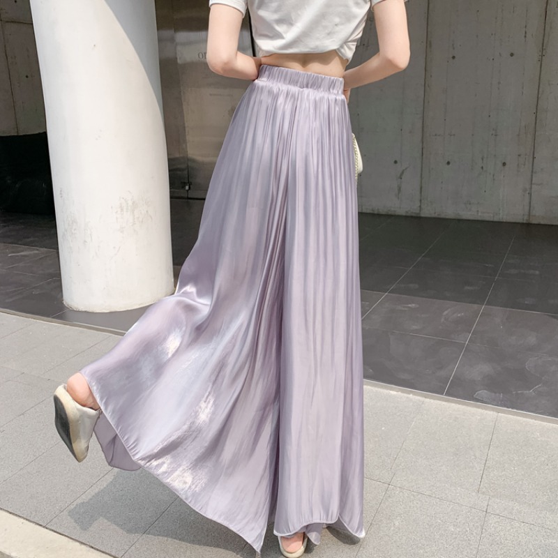 氣質通勤流光緞面喇叭闊腿褲