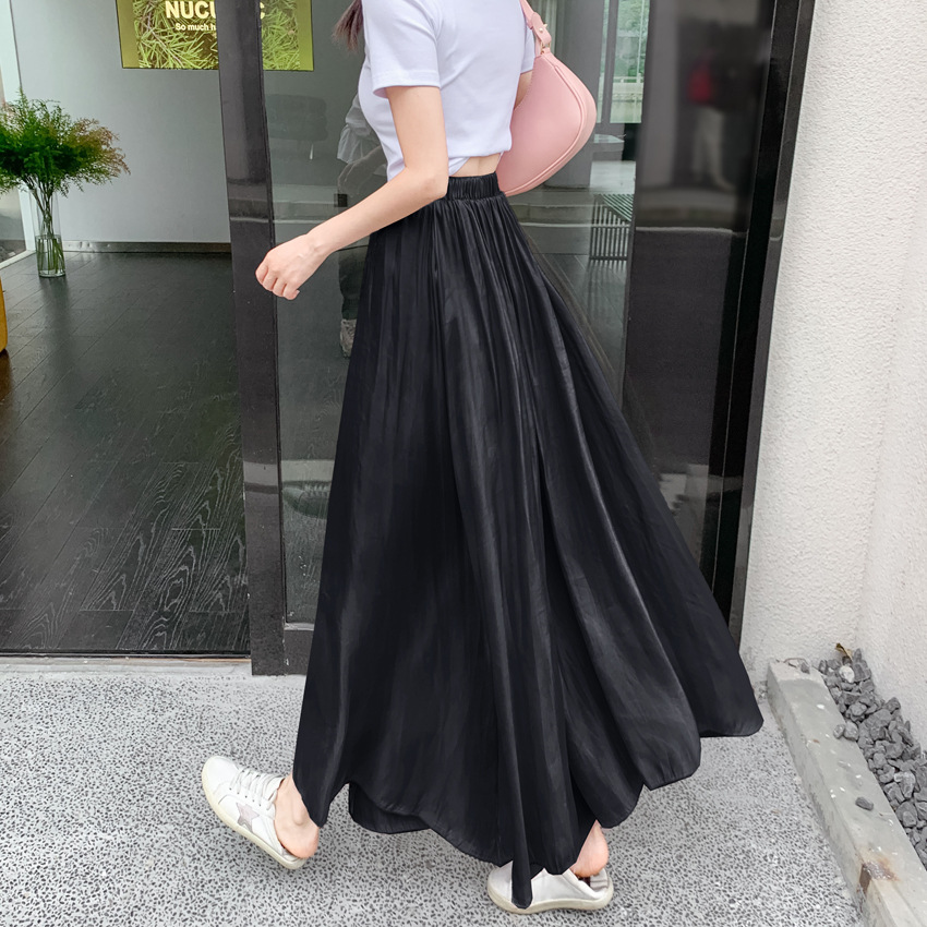 氣質通勤流光緞面喇叭闊腿褲