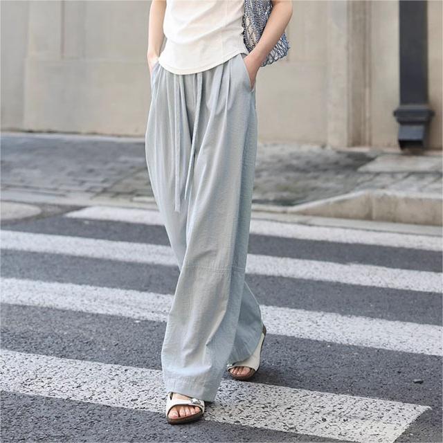 休閒純色薄款垂感舒適長褲