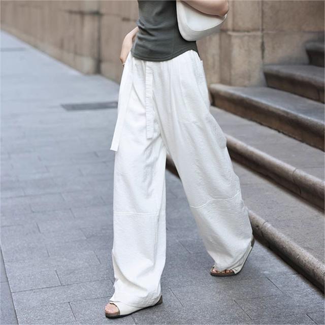 休閒純色薄款垂感舒適長褲