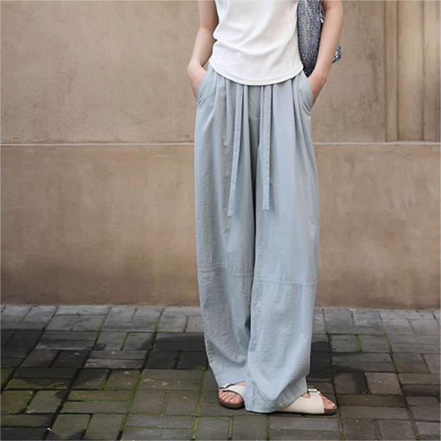 休閒純色薄款垂感舒適長褲