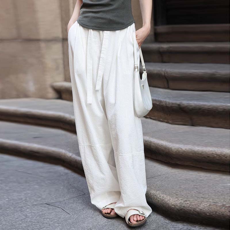 休閒純色薄款垂感舒適長褲