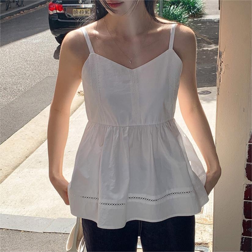 休閒減齡蕾絲刺繡背心吊帶