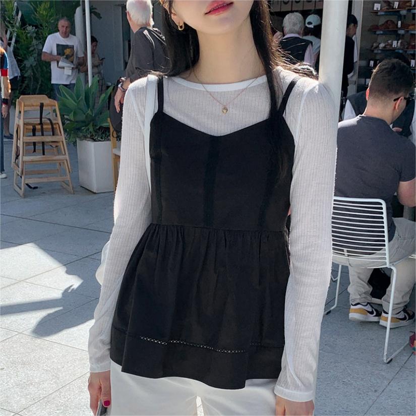 休閒減齡蕾絲刺繡背心吊帶