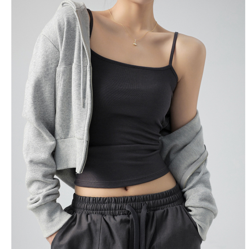 百搭純色螺紋背心小吊帶