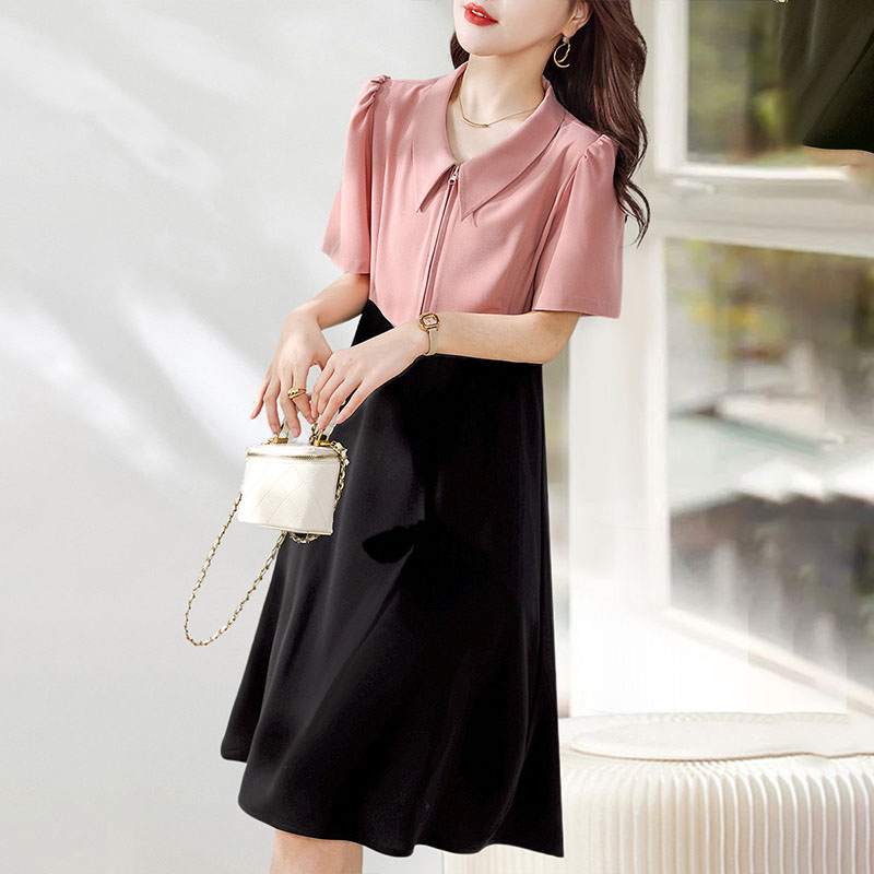 氣質甜美撞色翻領連身裙