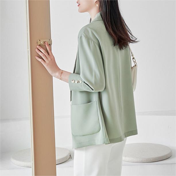 高品質設計感百搭純色九分袖西裝外套