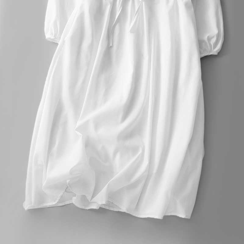 氣質文藝純色燈籠袖連身裙