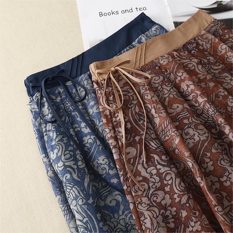 文藝復古碎花鬆緊腰半身裙