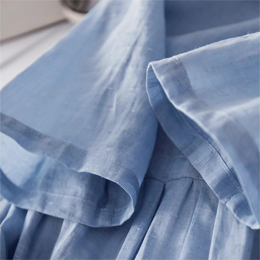 休閑時尚純色繫帶收腰連身裙