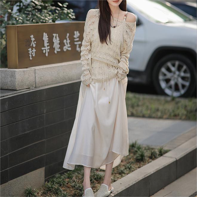 法式純色吊帶無袖連身裙