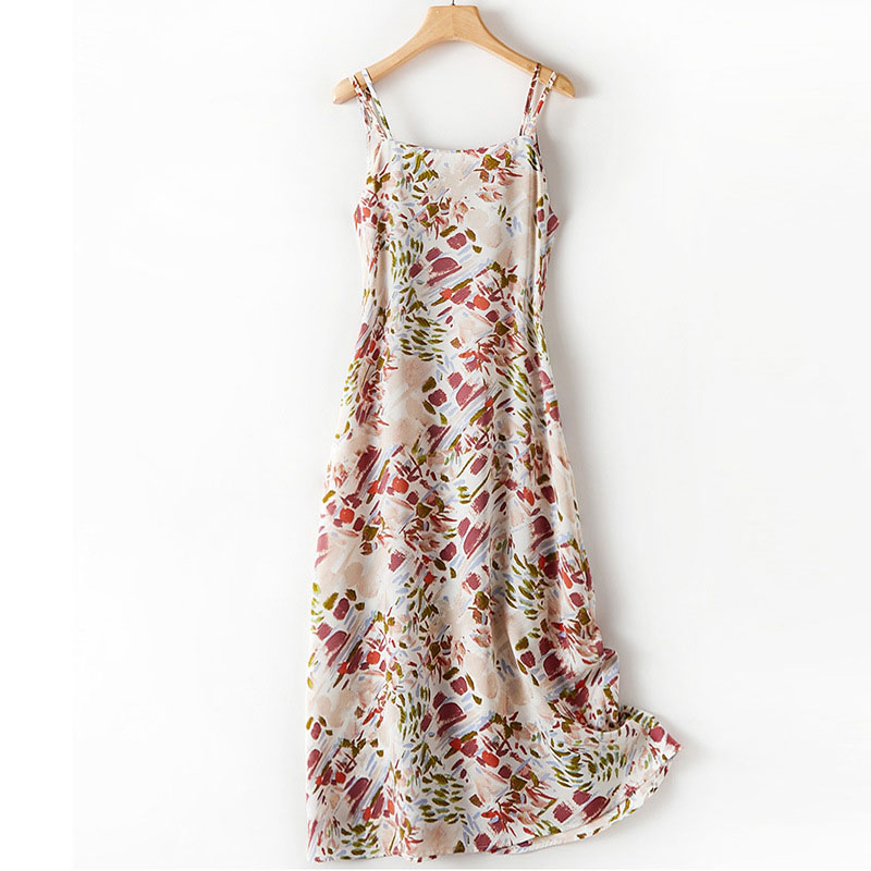 百搭手繪畫風吊帶連身裙