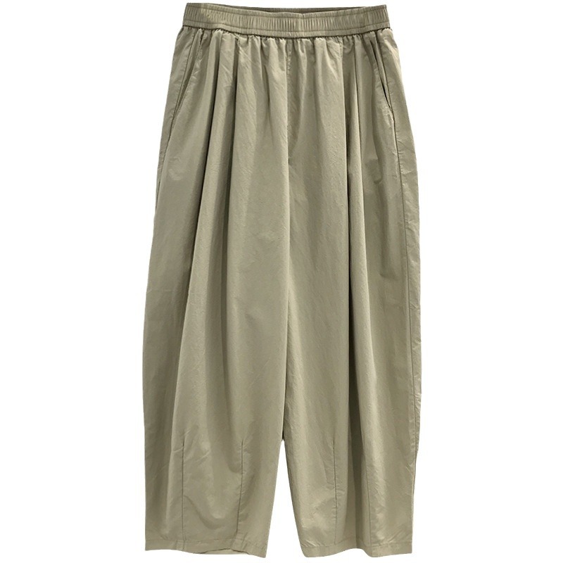 休閒輕薄透氣純色九分褲