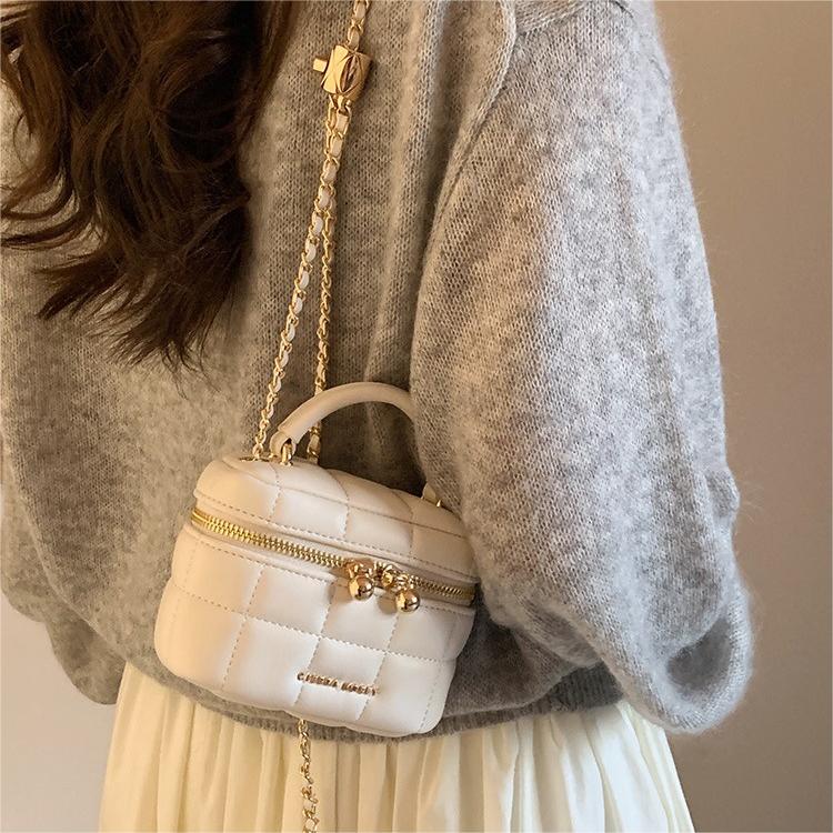 時尚拼接鏈條單肩斜背包