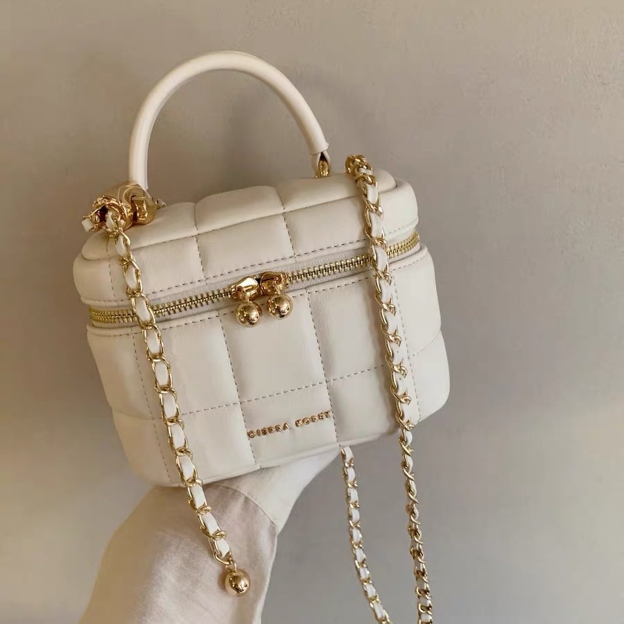 時尚拼接鏈條單肩斜背包