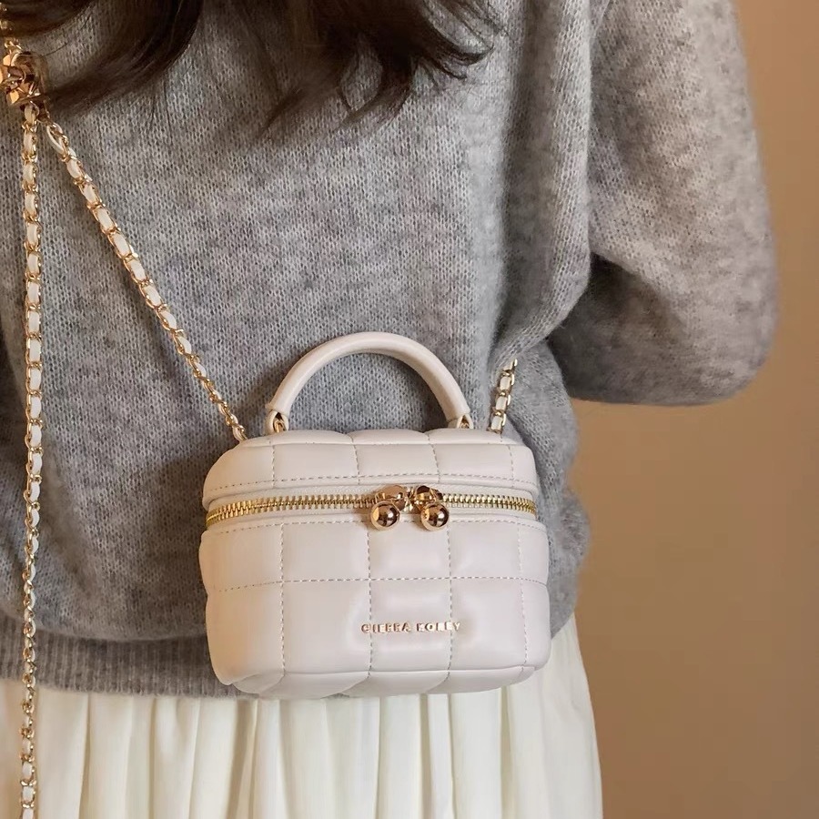 時尚拼接鏈條單肩斜背包