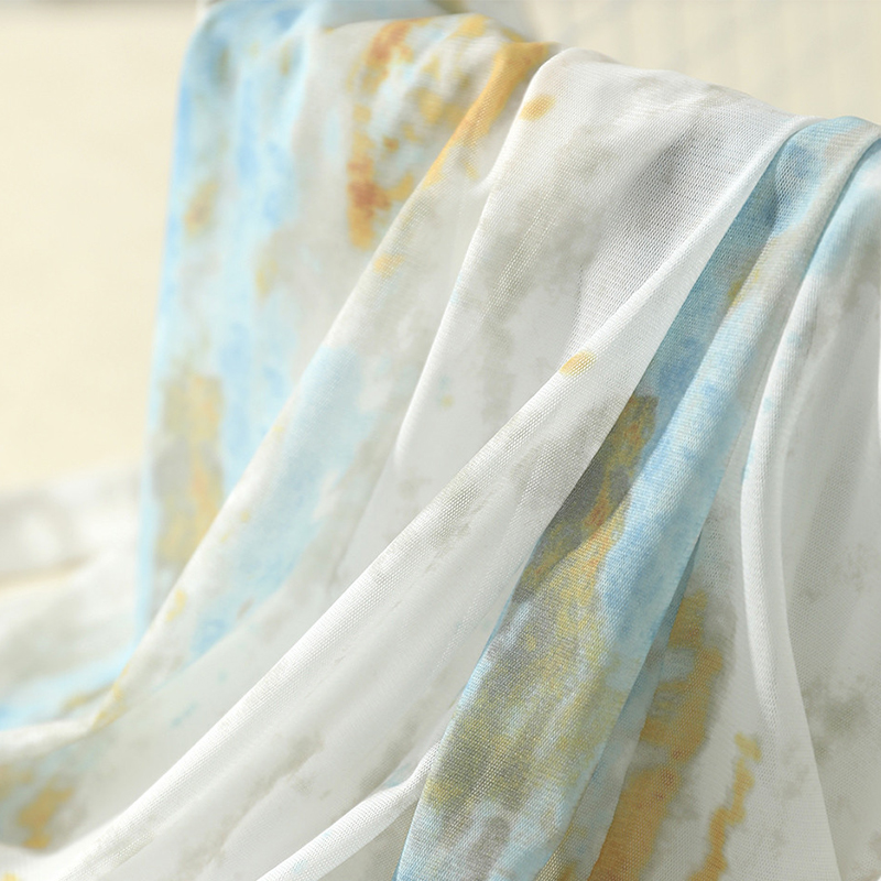 氣質水墨畫印花綁帶V領連身裙