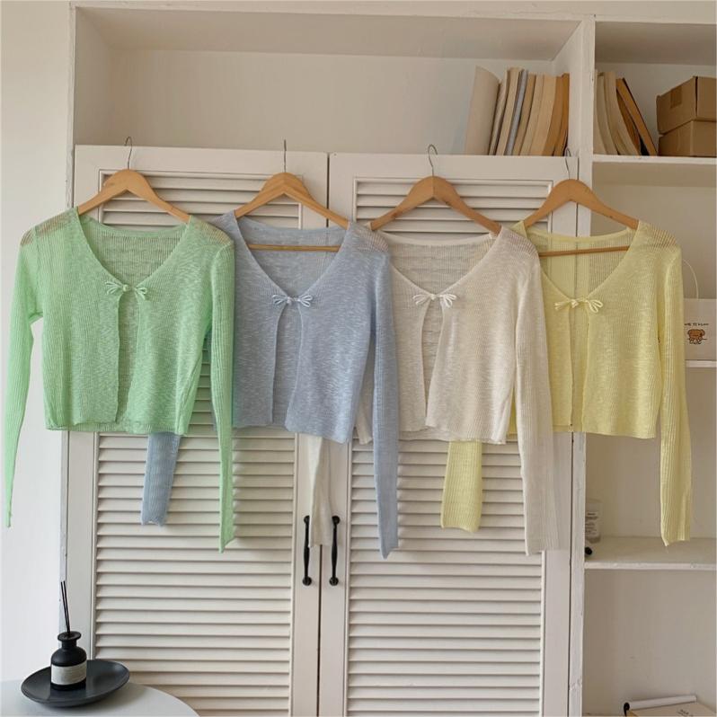 簡約外搭披肩冰絲針織防曬衣開襟衫