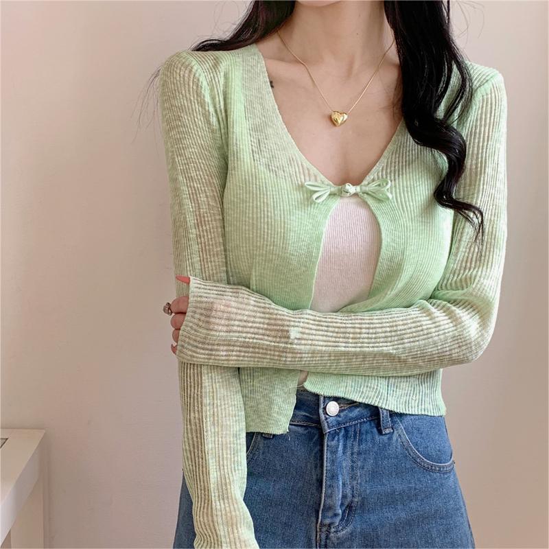 簡約外搭披肩冰絲針織防曬衣開襟衫