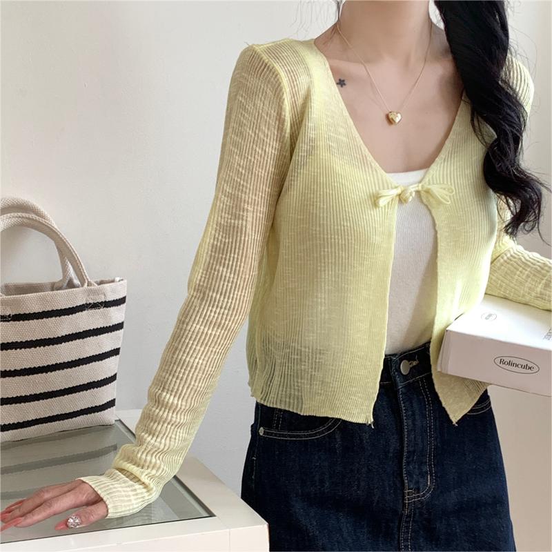 簡約外搭披肩冰絲針織防曬衣開襟衫