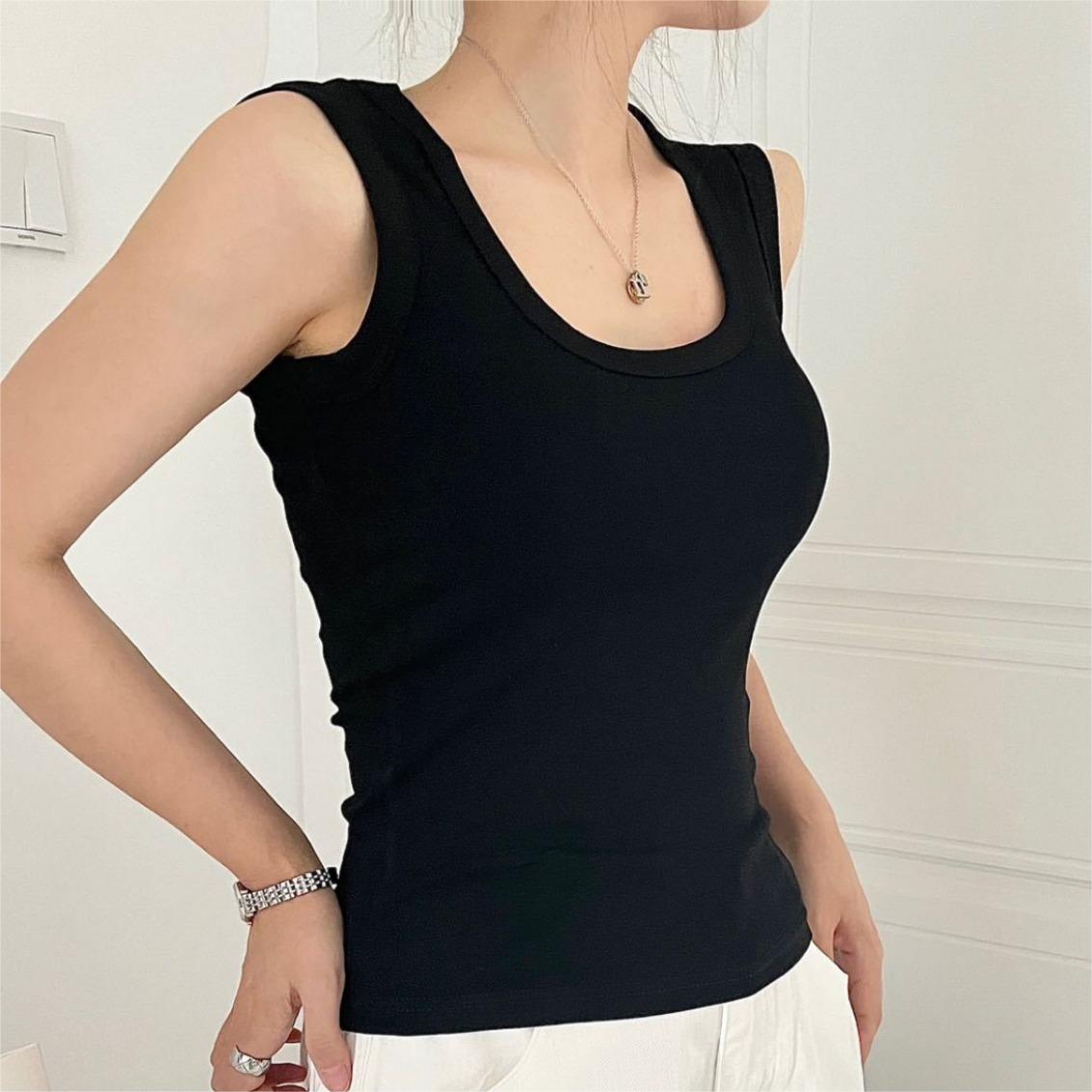 百搭純色修身工字內搭背心