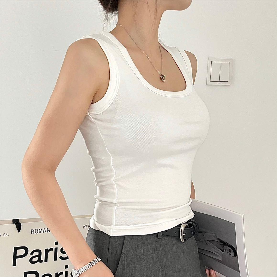 百搭純色修身工字內搭背心