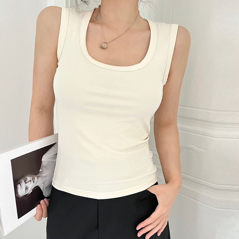 百搭純色修身工字內搭背心