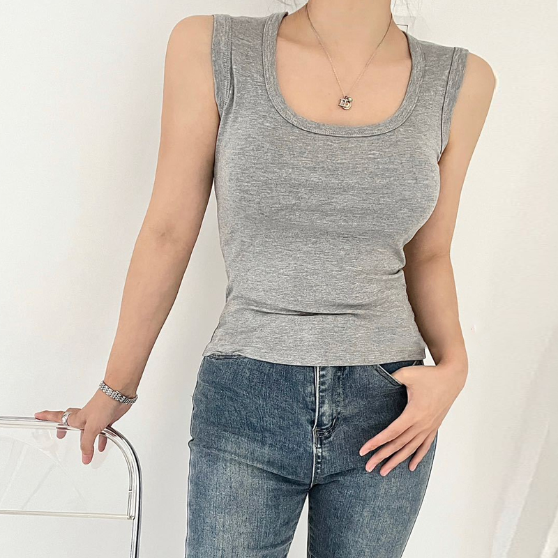 百搭純色修身工字內搭背心