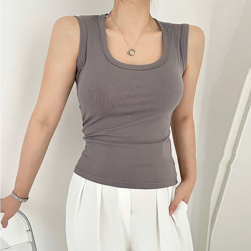百搭純色修身工字內搭背心