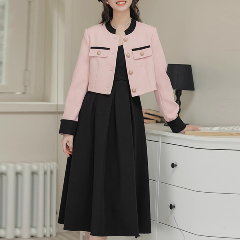 赫本風純色吊帶收腰連身裙