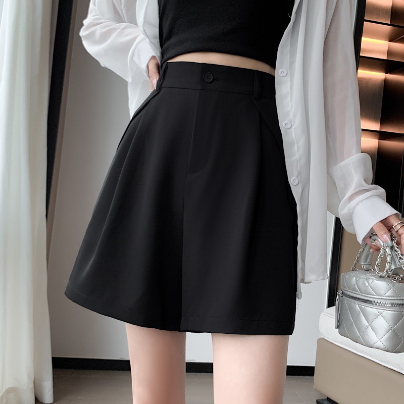 休閒純色高腰西裝短褲