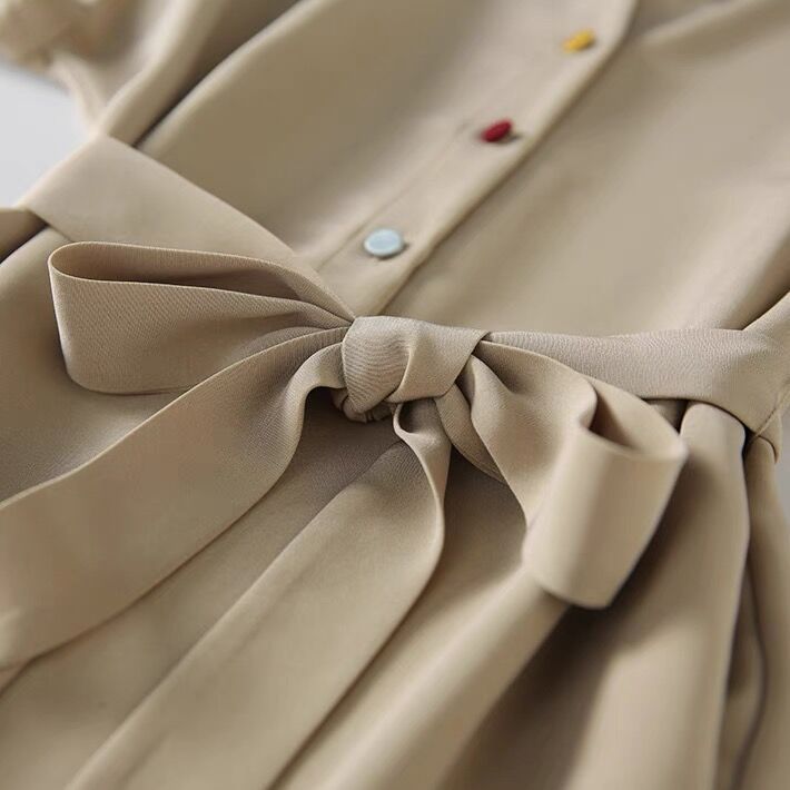 百搭翻領修身A字收腰襯衫洋裝