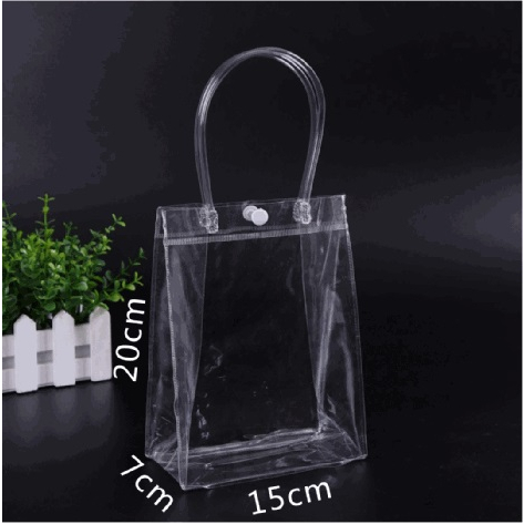 New Upgrade version PVC  handbag transparent plastic hand bag milk tea gift with hand gift cosmetics