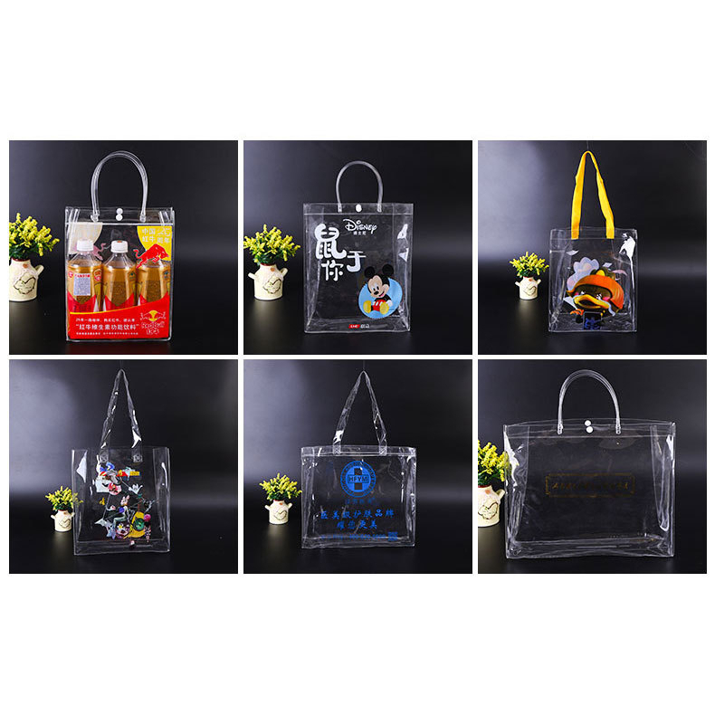 New Upgrade version PVC  handbag transparent plastic hand bag milk tea gift with hand gift cosmetics