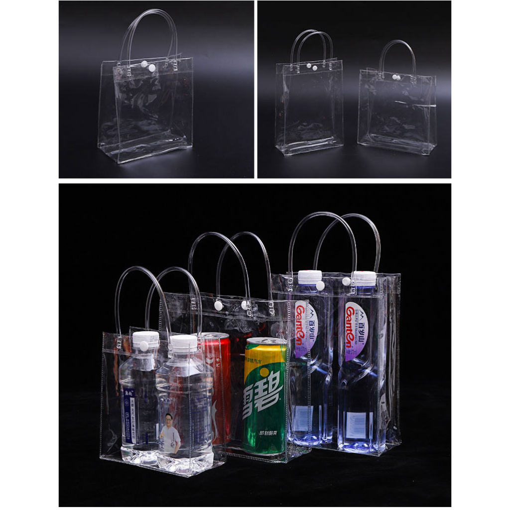 New Upgrade version PVC  handbag transparent plastic hand bag milk tea gift with hand gift cosmetics