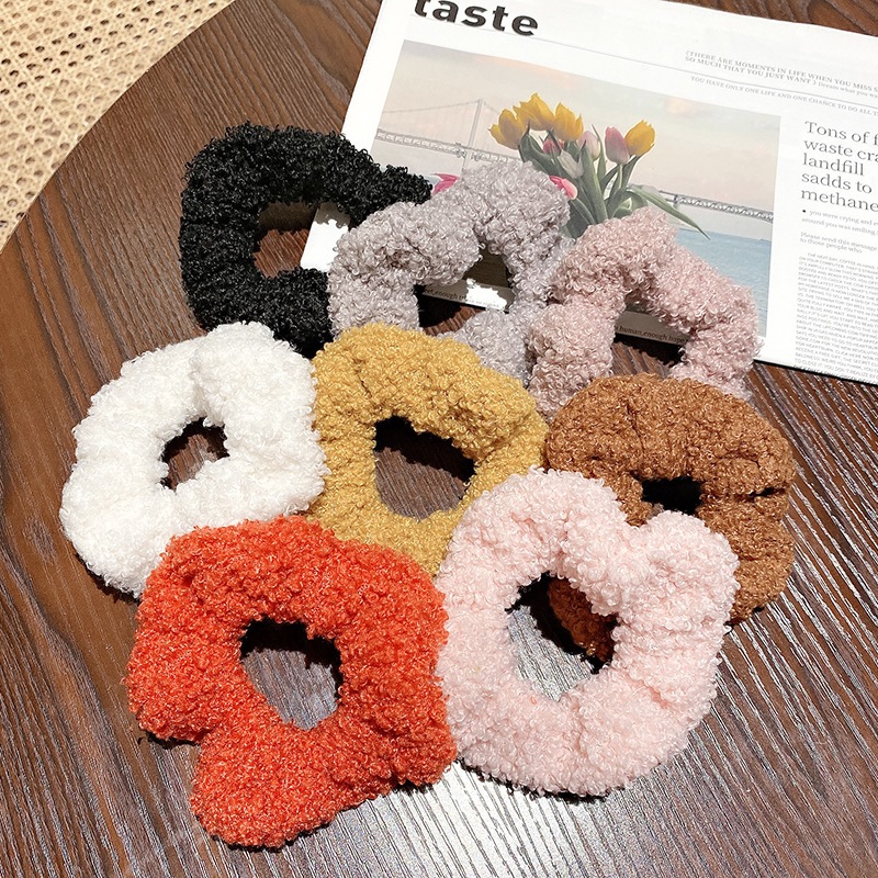 Japanese and Korean plush cute girl imitation mink hair circle simple temperament headband rubber band macaron color hai
