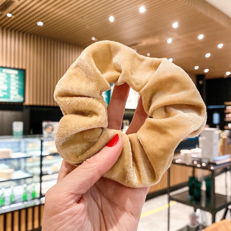 Japanese and Korean plush cute girl imitation mink hair circle simple temperament headband rubber band macaron color hai