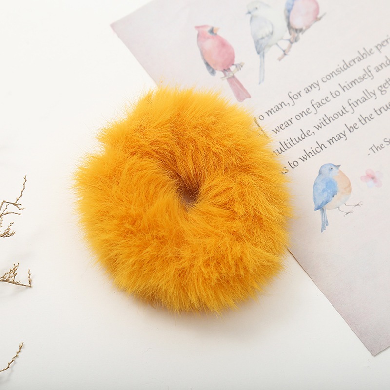 Japanese and Korean plush cute girl imitation mink hair circle simple temperament headband rubber band macaron color hai