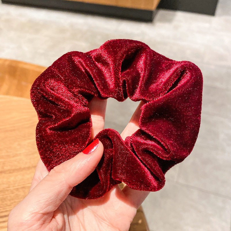 Japanese and Korean plush cute girl imitation mink hair circle simple temperament headband rubber band macaron color hai