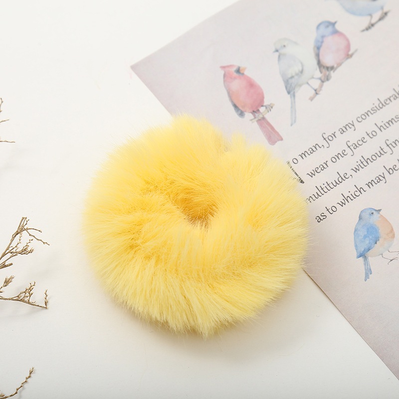 Japanese and Korean plush cute girl imitation mink hair circle simple temperament headband rubber band macaron color hai