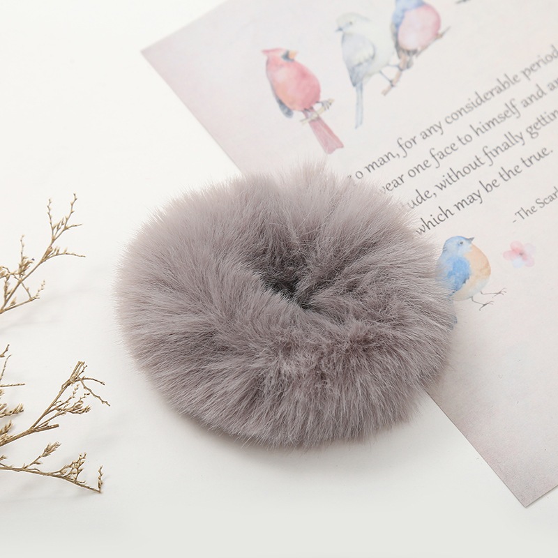 Japanese and Korean plush cute girl imitation mink hair circle simple temperament headband rubber band macaron color hai