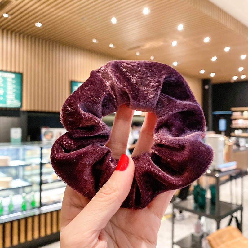 Japanese and Korean plush cute girl imitation mink hair circle simple temperament headband rubber band macaron color hai