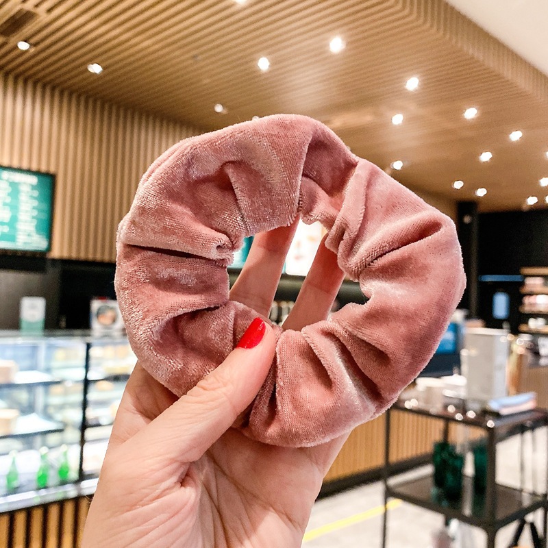 Japanese and Korean plush cute girl imitation mink hair circle simple temperament headband rubber band macaron color hai