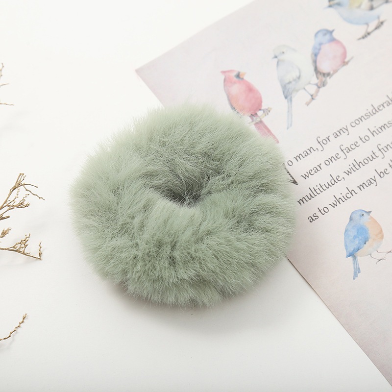Japanese and Korean plush cute girl imitation mink hair circle simple temperament headband rubber band macaron color hai